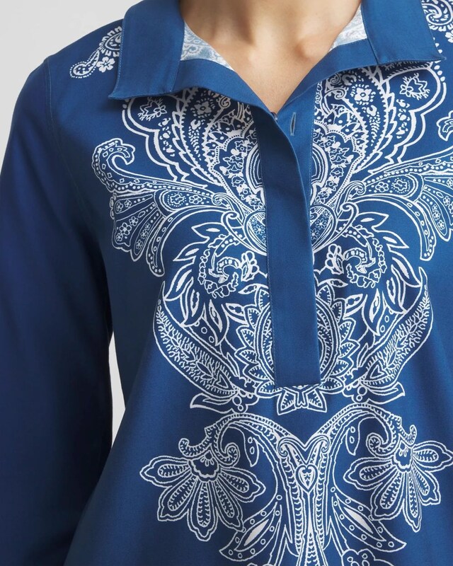 No Iron Paisley Buttonback Tunic - image 4